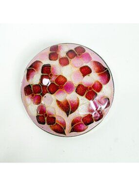 Vintage Japanese Ginbari Foil Cloisonné Sakura Flower Enamel Pink Brooch Pendant
